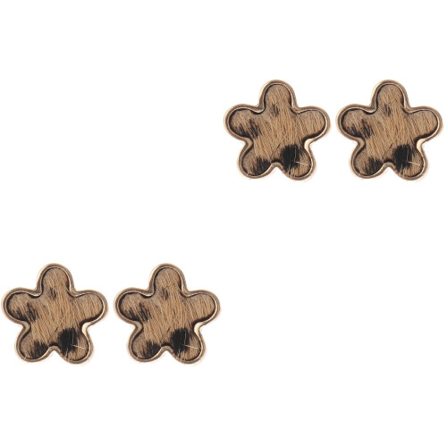 4Stk Goldenes Watchband Accessoire Mit Leopardmuster Blumenform 2