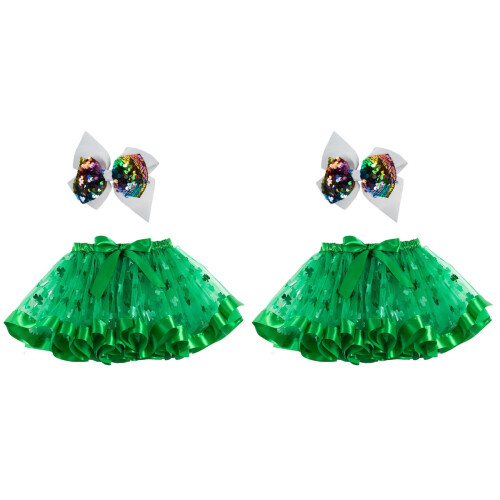 2Pièces Jupe De Danse Verte En Tulle, , Premium 1