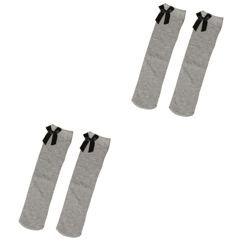 2Paires Hautes Coton Nœud Élégant 2