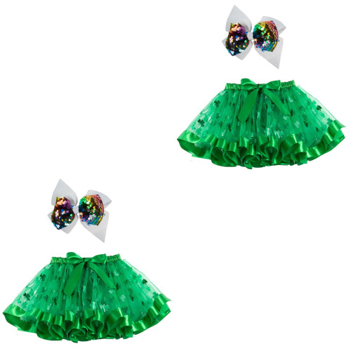 2Pièces Jupe De Danse Verte En Tulle, , Premium 2