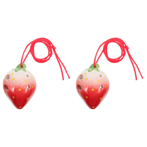 2St Draagbare Rood Keramische 6-Gats Beginners Ocarina 2