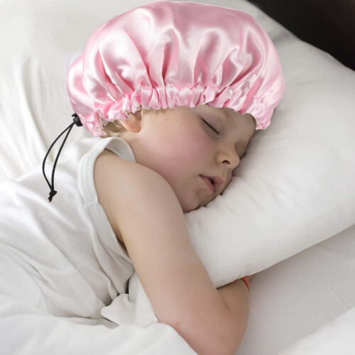 2Pièces Bonnet Rose Satiné Ajustable Pour Enfants 2