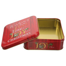 2Pcs Festive Red Tinplate Cookie & Candy Storage Box
