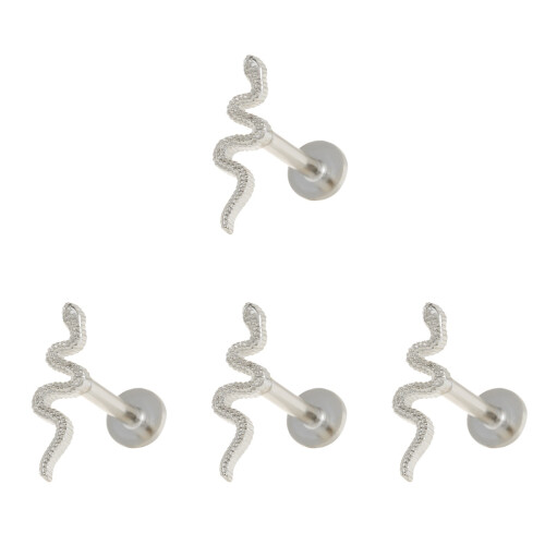 4Pcs Lightweight Silver Snake Earrings Small Studs for Ear Piercing 1