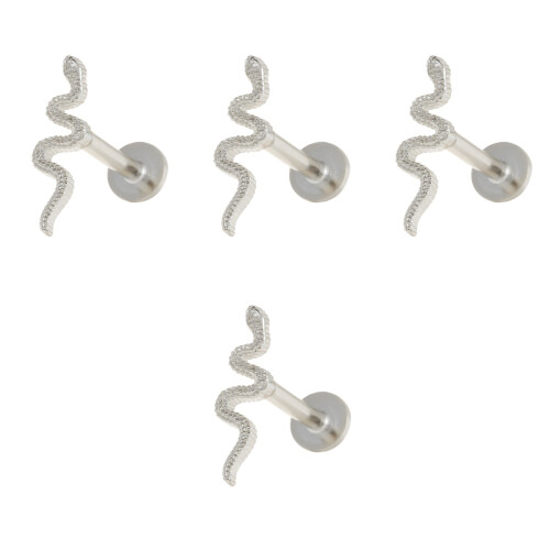 4Pcs Lightweight Silver Snake Earrings Small Studs for Ear Piercing 2