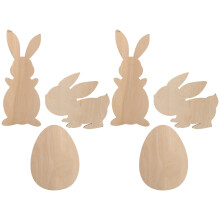 12 Pcs Wooden Easter Bunny Egg Cutouts Rabbit Chips Ornaments