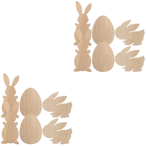 12 Pcs Wooden Easter Bunny Egg Cutouts Rabbit Chips Ornaments 2