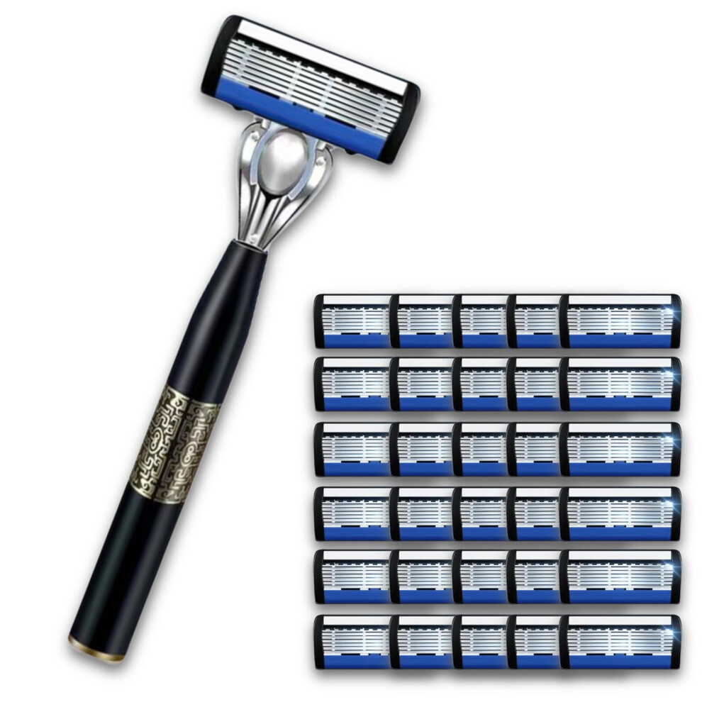 Men's Razor 7Blade Precision Shaving with Ergonomic Handle and 30 Blade Refills