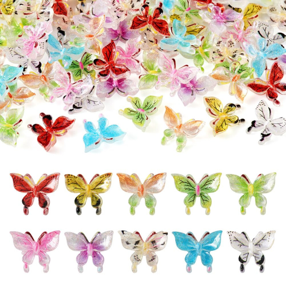 60Pcs Colorful 3D Butterfly Nail Charms Glitter Resin Decorations for DIY Manicure and Jewelry Making