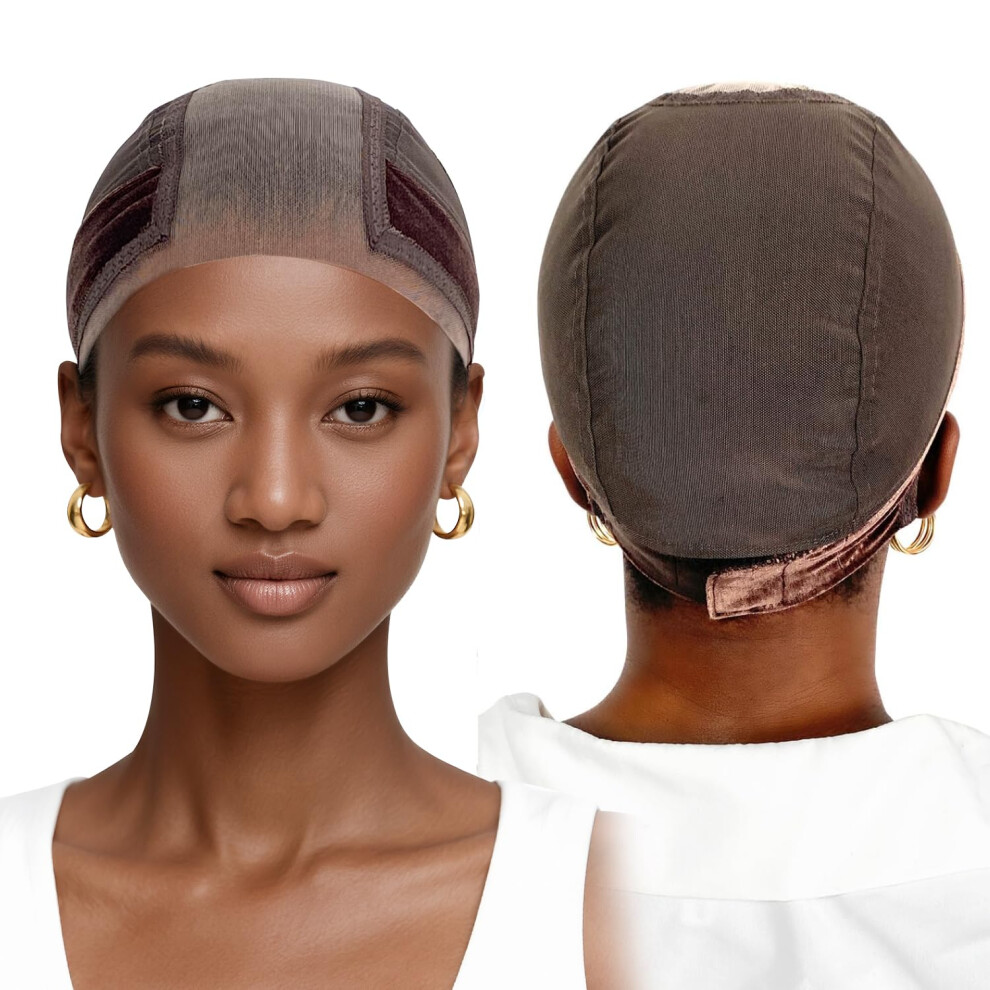 Unisex Brown Wig Grip Cap S With Secure Velvet Grip And Transparent Lace For Lace Front Wigs