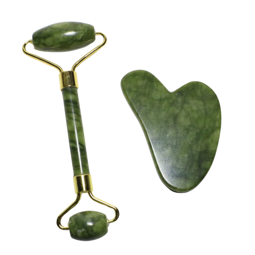 Jade Roller and Gua Sha Set for Face and Neck, Reduce Puffiness, Lift and Firm, Facial Contouring