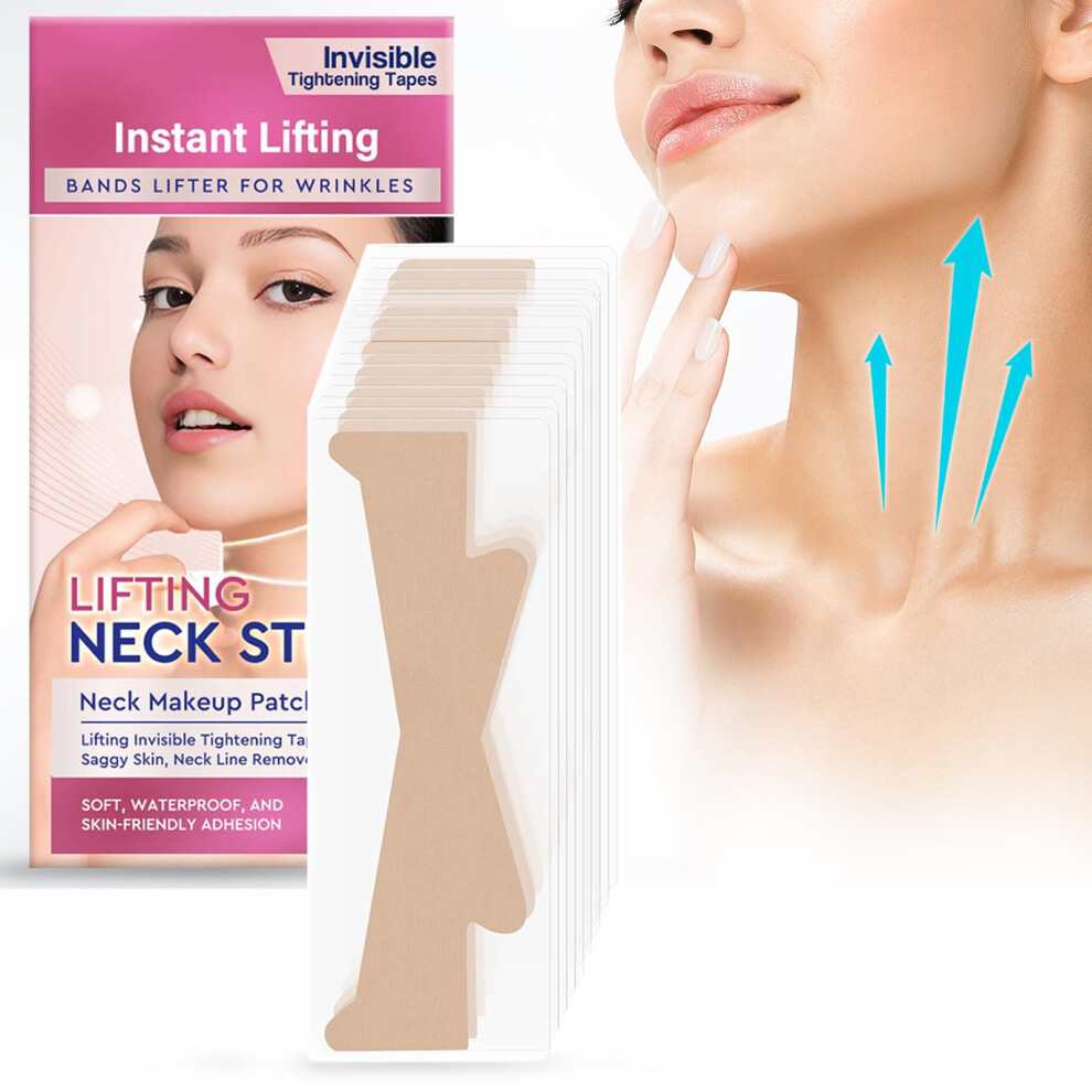 Pink Neck Lift Tape With Neck Wrinkle Patches, Instant Firming Strips For Antiaging Skin Care,