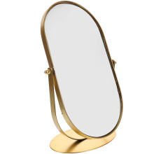 Vintage Oval Makeup Mirror with 360 Rotation Gold Metal Frame Tabletop Vanity for Bedroom Decor