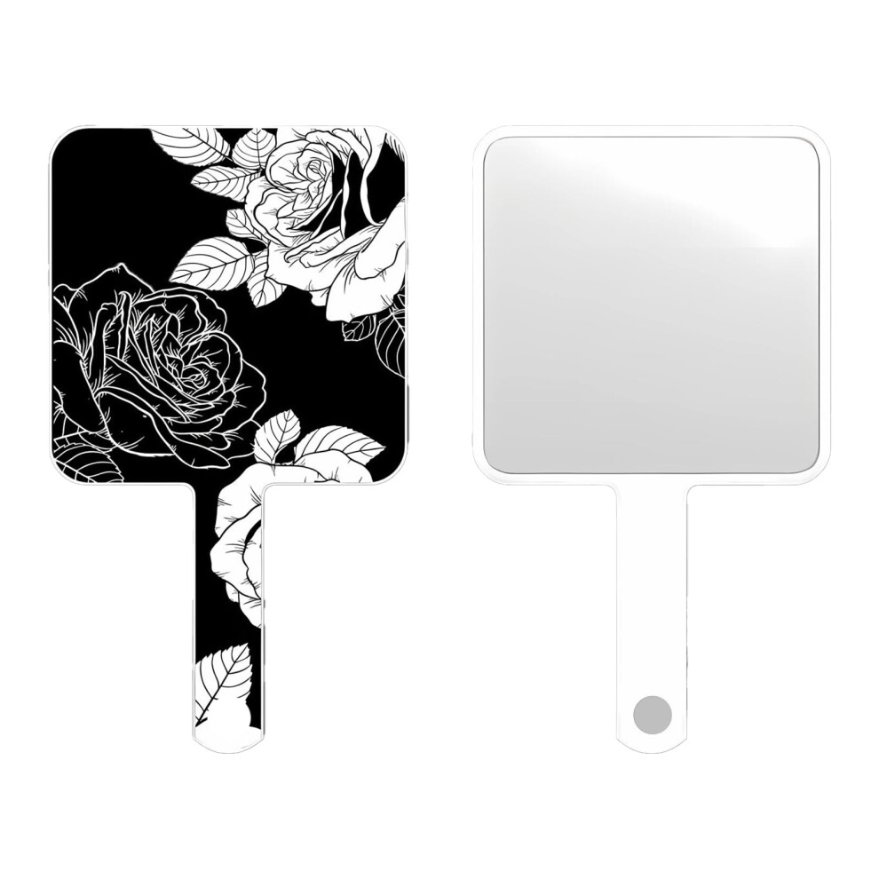 Handheld Mirror with Handle for Makeup, Clear Reflection, Small White Square, 2pcs for Travel and Salon