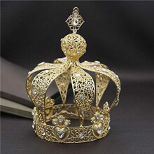 Crystal Tiara with Sparkling Crystals, Gold Royal Crown for Wedding, Prom, Birthday Party