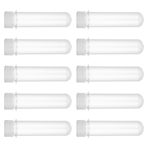 50Pcs Clear Plastic Storage Tubes with White Lids for Beads