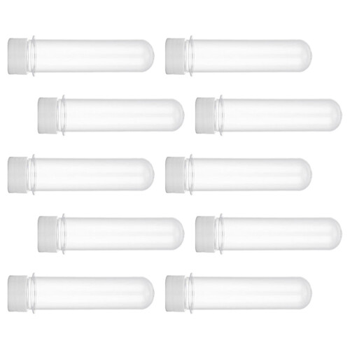 50Pcs Clear Plastic Storage Tubes with White Lids for Beads 1