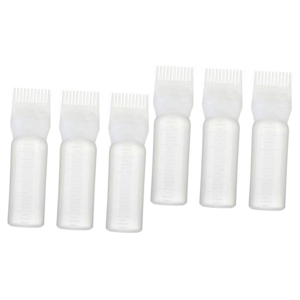White 6Pcs Hair Dye Applicator Bottle With Comb For Precise Root Touch Up And Even Distribution
