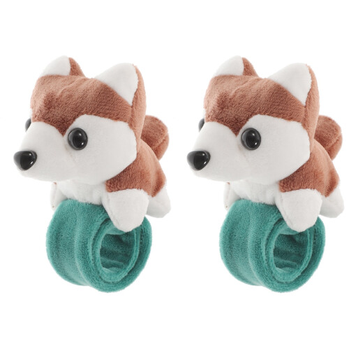 2Stk Braune Tier Slap Armbänder Plüsch Kinder 2