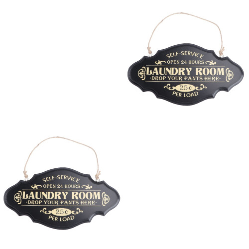 2Stk Laundry Room Schilder Schwarz, Hotel Und 2
