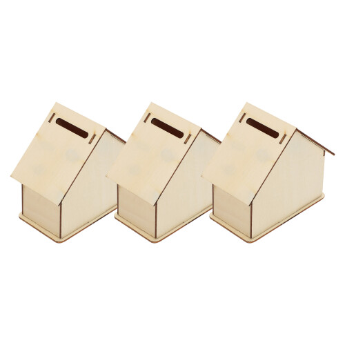 9Stk Multifunktionale Holz Spardose Hausform Beige DIY Geschenk