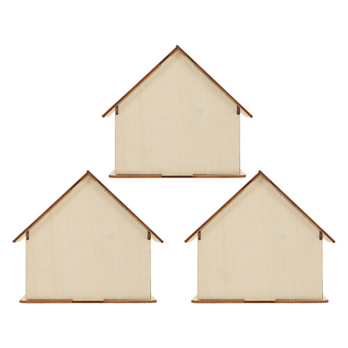 9Stk Multifunktionale Holz Spardose Hausform Beige DIY Geschenk 2