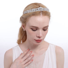 Silver Wedding Tiara for Bride with Sparkling Zirconia Accents, Elegant Handcrafted Bridal Headband