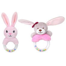 2 Pièces Jouets À Secouer Bébé Animaux Hochets En Peluche Anneaux