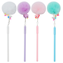 4 Pièces Stylos Plume Licorne Boules Duvet Pour Enfants