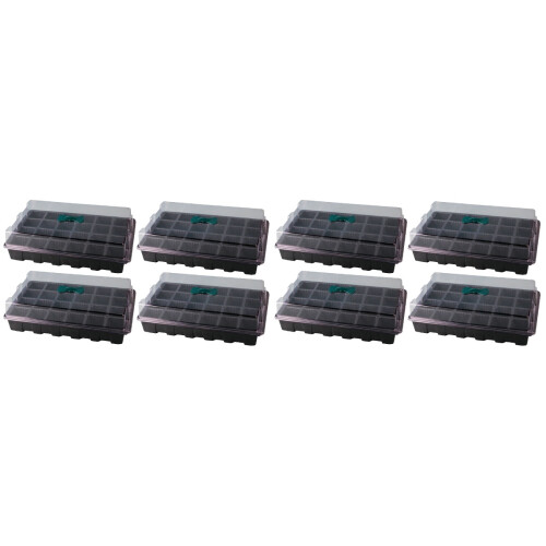 8Ensembles Plateau 24 Cellules Plastique Noir Pour Empilable 1