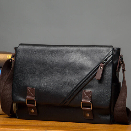 1Pièces Cartable PU Noir Résistant Voyage Et Usage 2