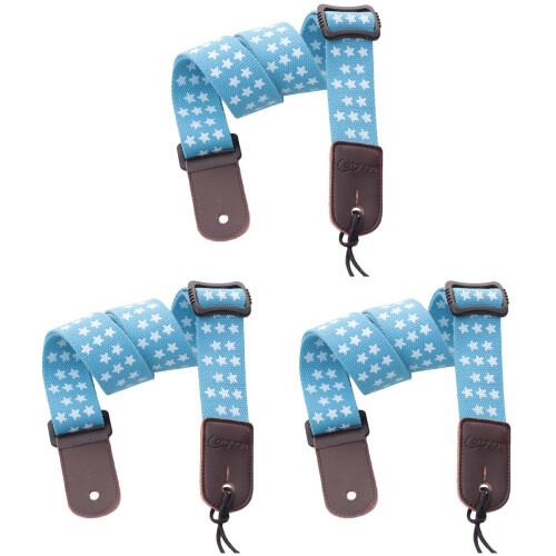 3Pcs Sky-Blue Adjustable Ukulele Guitar Strap Cotton with Head 1