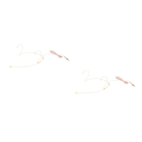 2Pcs Wired Headset Mic With Screw Thread For Singing Teaching Beige 2