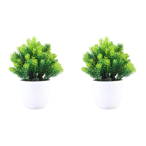 2 Count Indoor Artificial Plants Bonsai Tree Fake Simulation Potted 1
