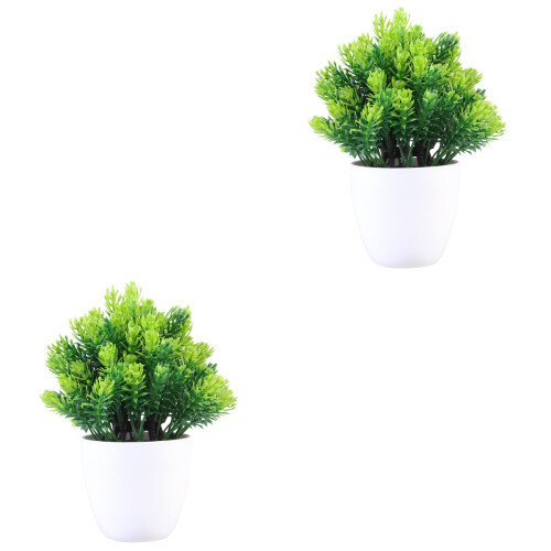 2 Count Indoor Artificial Plants Bonsai Tree Fake Simulation Potted 2