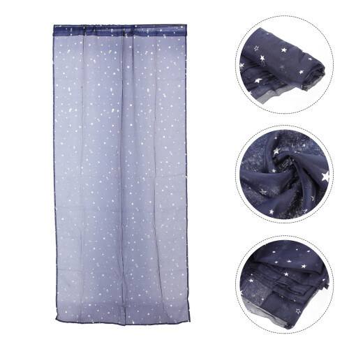 2Pcs Navy Window Tulle Sheer Curtains with Romantic Star Pattern 2