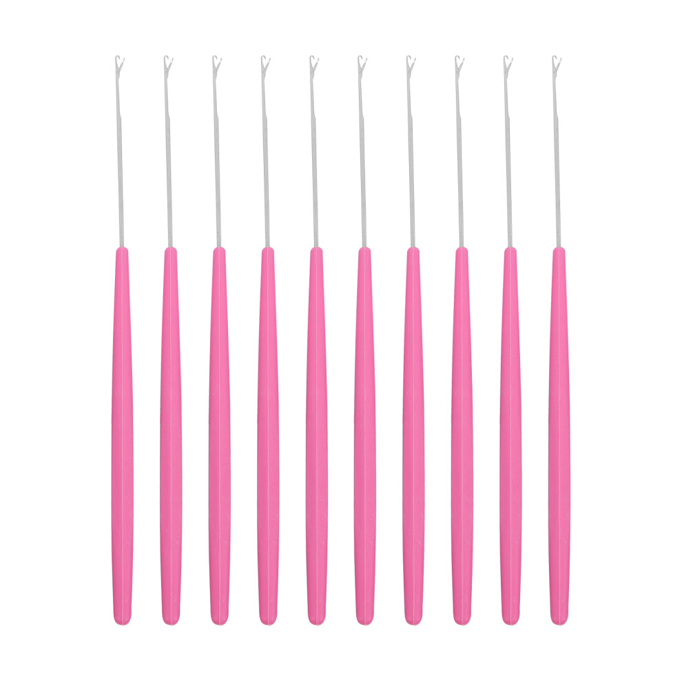Artibetter 120Pcs Pink Plastic Hair Threader Crochet Hook For Wig Weaving