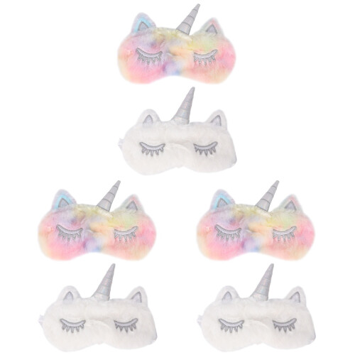 6 Pcs Unicorn Eye Patch Travel Plush White Face Goggles 1