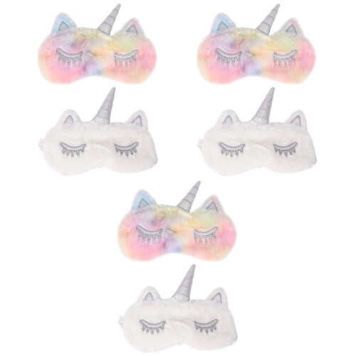 6 Pcs Unicorn Eye Patch Travel Plush White Face Goggles 2
