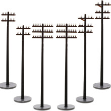 30Pcs Black Plastic Miniature Telegraph Poles for DIY Sand Table