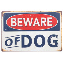 5Pcs Garden Beware of Dog Sign Colorful Iron Sheet Warning Sign