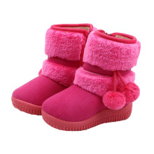 1Paire Bottes Bébé Rose Doublure Ultra Douce Bottines Hiver Enfants