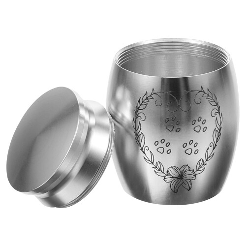 2Pcs Silver Alloy Pet Urns Small Keepsake Dog Cat Ashes Storage 2