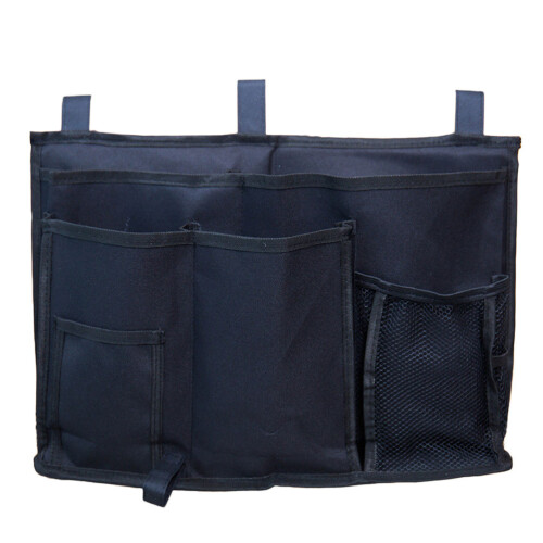 2Pcs Navy Fabric Bedside Storage Bag Multipocket Organizer for Gadgets