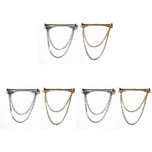 6Pcs Stainless Steel Men's Collar with Chain Assorted Colors 1