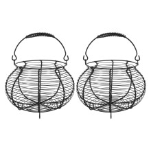 Wire Storage Basket Egg Basket For Gathering Black 2pack
