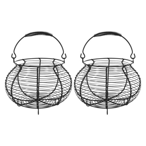 Wire Storage Basket Egg Basket For Gathering Black 2pack