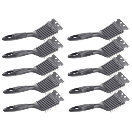 10Pcs Plastic Handle Bbq Grill Brush Dark Grey Durable Cleaning Tool 1