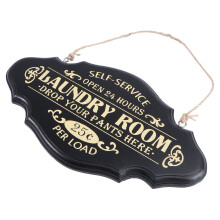 3Pcs Black Laundry Room Hangtag Plaques Vintage Style Decor for Guests