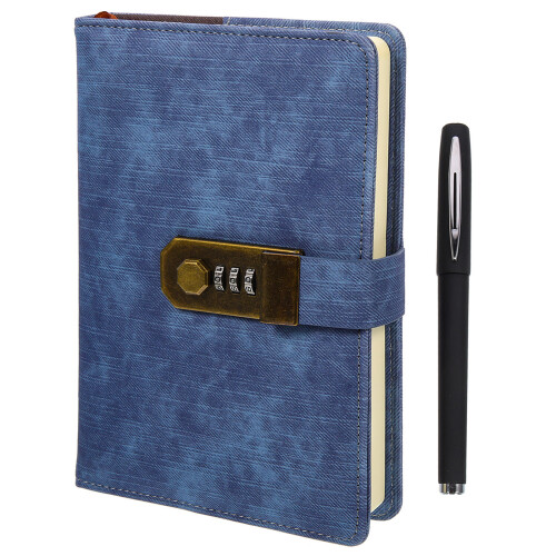 2Sets Blue Notebook with Lock for Private Writing